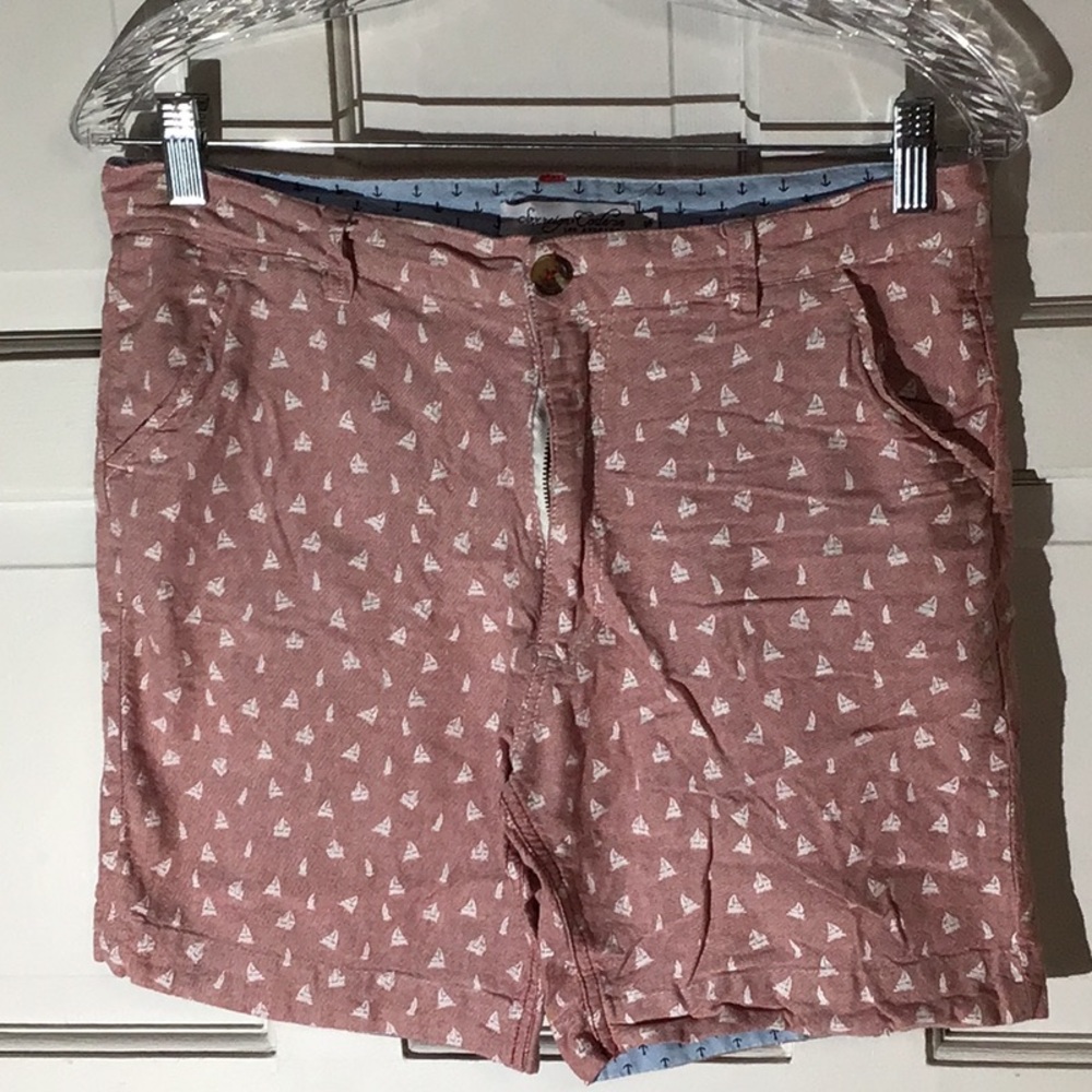 Sovereign Code Pink and White Sailboat Print Men’s Shorts